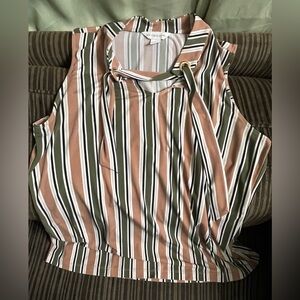 Liz Claiborne Large women’s office work blouse Striped Sleeveless Top
